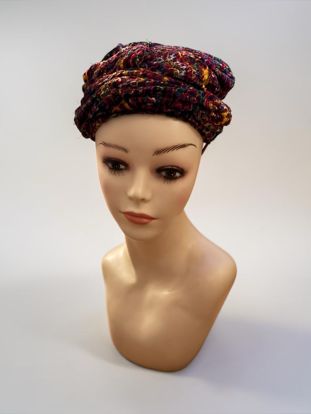 Rivera Vintage Multi Colored Pleated Turban Hat